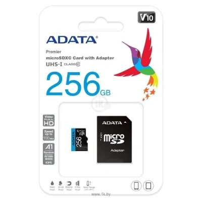 ADATA Premier microSDXC UHS-I U1 V10 A1 Class10 256GB + SD adapter