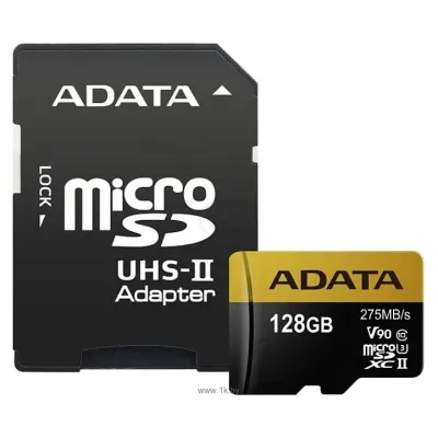 ADATA Premier ONE microSDXC UHS-II U3 Class 10 128GB + SD adapter