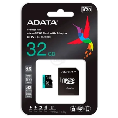 ADATA Premier Pro AUSDH32GUI3V30SA2-RA1 microSDHC 32GB (s adapterom)