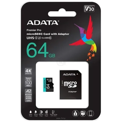 ADATA Premier Pro AUSDX64GUI3V30SA2-RA1 microSDXC 64GB (s adapterom)