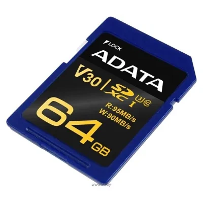 ADATA Premier Pro SDXC UHS-I U3 V30 Class 10 (R95/W90) 64GB