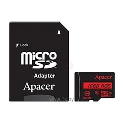 Apacer microSDHC Card Class 10 UHS-I U1 (R85 MB/s) 16GB + SD adapter