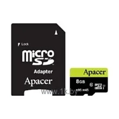 Apacer microSDHC Card Class 10 UHS-I U1 (R95 W45 MB/s) 8GB + SD adapter