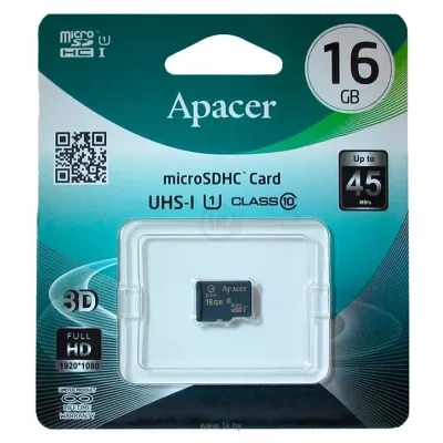 Apacer microSDHC Class 10 UHS-I U1 (R45 MB/s) 16GB