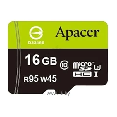 Apacer microSDHC Class 10 UHS-I U3 (R95 W45 MB/s) 16GB + SD adapter