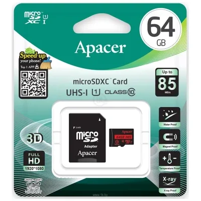 Apacer microSDXC AP64GMCSX10U5-R 64GB (s adapterom)