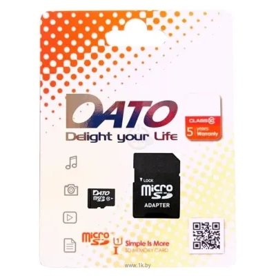 DATO microSDHC Class 10 UHS-I U1 16GB + SD adapter