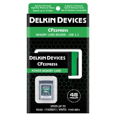 Delkin Devices CFexpress Reader and Card Bundle 128GB DCFX1-128-R