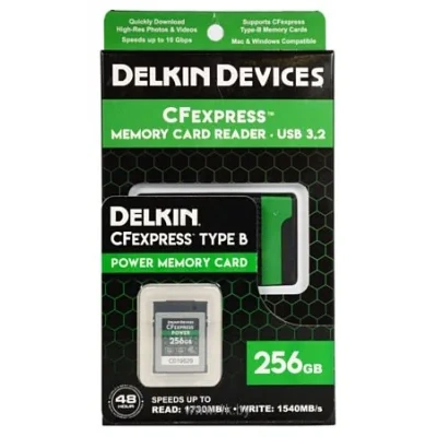 Delkin Devices CFexpress Reader and Card Bundle 256GB DCFX1-256-R