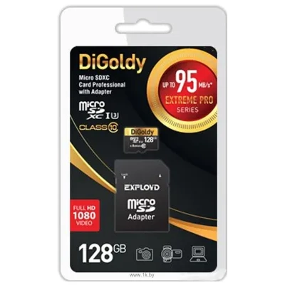 Digoldy DiGoldy Extreme Pro microSDXC 128GB DG128GCSDXC10UHS-1-ELU3 (s adapterom Exployd)