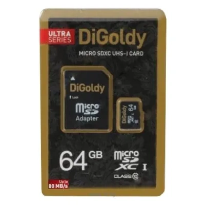 Digoldy microSDXC Class 10 UHS-I 80MB/s 64GB + SD adapter