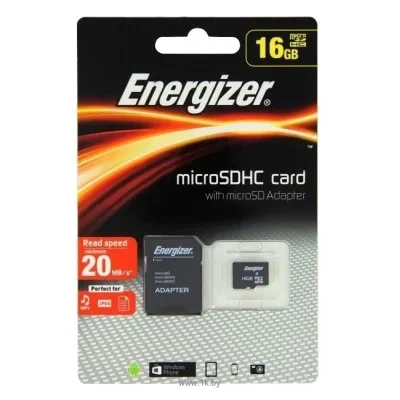 Energizer microSDHC Class 10 20MB/s 16GB + SD adapter