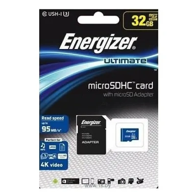 Energizer microSDHC Class 10 UHS-I U3 95MB/s 32GB + SD adapter