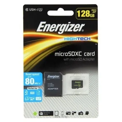 Energizer microSDXC Class 10 UHS-I U1 80MB/s 128GB + SD adapter