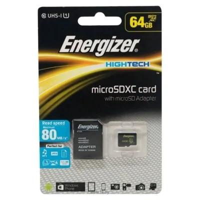 Energizer microSDXC Class 10 UHS-I U1 80MB/s 64GB + SD adapter