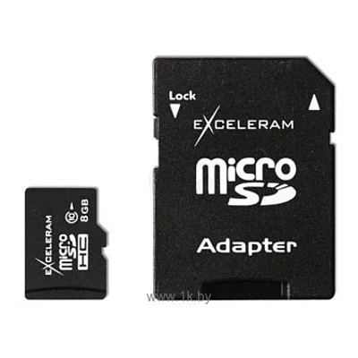 Exceleram microSDHC class 10 8GB + SD adapter