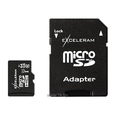 Exceleram microSDXC class 10 UHS-I U1 64GB + SD adapter