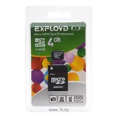 EXPLOYD Exployd microSDHC (Class 4) 4GB + adapter [EX004GCSDHC4]