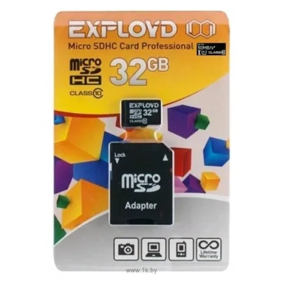 EXPLOYD microSDHC Class 10 UHS-I U1 30MB/s 32GB + SD adapter