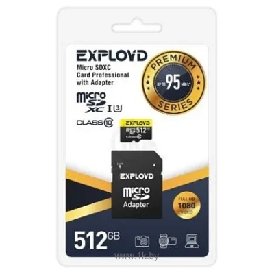 EXPLOYD Exployd Premium Series microSDXC 512GB EX512GCSDXC10UHS-1-ELU3 (s adapterom)