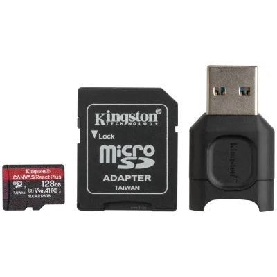 Kingston Canvas React Plus microSDXC 128GB (s adapterom i kardriderom)