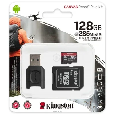 Kingston Canvas React Plus microSDXC 128GB (s adapterom i kardriderom)