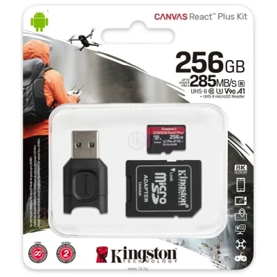 Kingston Canvas React Plus microSDXC 256GB (s adapterom i kardriderom)