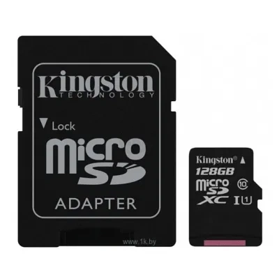 Kingston Canvas Select microSDXC Class 10 UHS-I U1 128GB + SD adapter (SDCS/128GB)