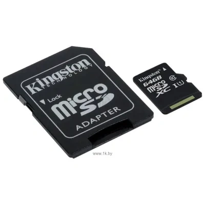 Kingston Canvas Select microSDXC Class 10 UHS-I U1 64GB + SD adapter (SDCS/64GB)