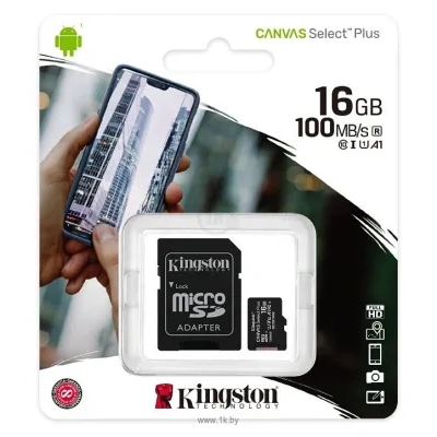 Kingston Canvas Select Plus microSDHC 16GB (s adapterom)