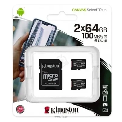 Kingston Canvas Select Plus microSDXC 2x64GB (s adapterom)